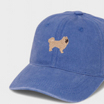 Blue Cavoodle personalised hat with embroidered dog design and custom text option.