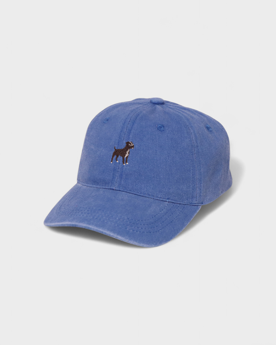 Staffordshire Bull Terrier embroidered blue baseball hat, personalized cotton design.