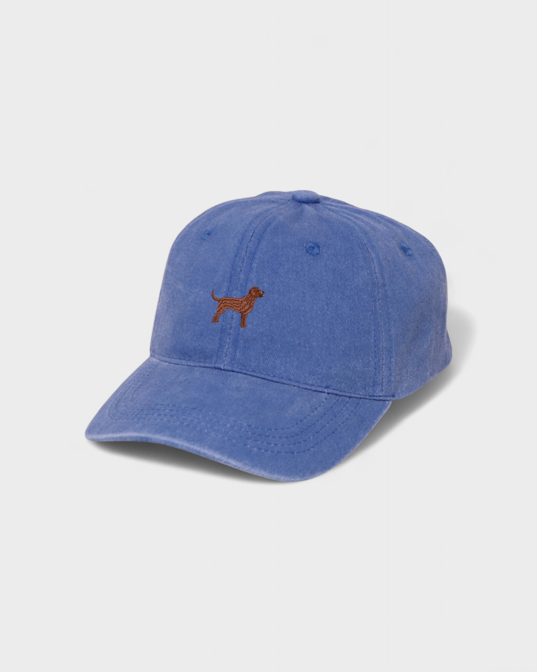 Blue Labrador personalised hat with embroidered design, made of 100% washed cotton.