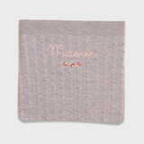 Merino Baby Blanket with Rosette Design and Embroidery