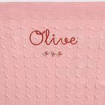 Merino Baby Blanket with Rosette Design and Personalized Embroidery