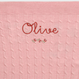 Merino Baby Blanket with Rosette Design and Personalized Embroidery