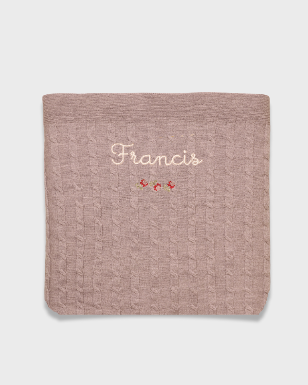 Merino Baby Blanket with Rosette Design and Embroidery