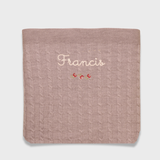 Merino Baby Blanket with Rosette Design and Embroidery