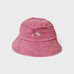 Shells Personalised Bucket Hat in pink with embroidered seashell design, for ages 2-6.