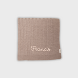 Personalized Merino baby blanket with soft knitted wool and embroidered name Francis