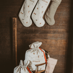 Holiday Pattern Linen Stocking - Namesake Embroidery Studio