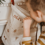 Holiday Pattern Linen Stocking - Namesake Embroidery Studio