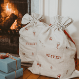 Linen Pattern Santa Sack - Namesake Embroidery Studio