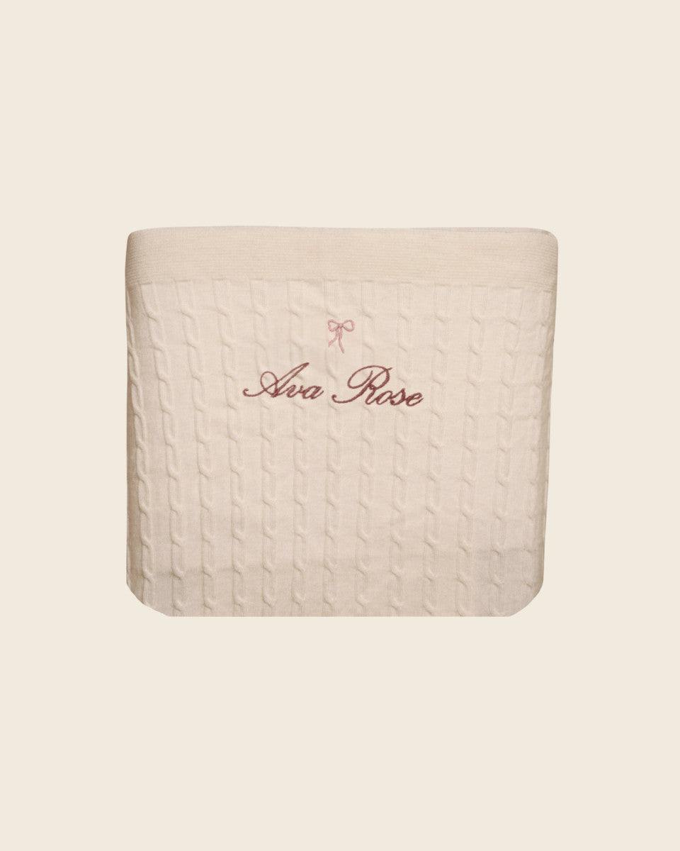 Merino Baby Blanket - Bow Design - Namesake Embroidery Studio