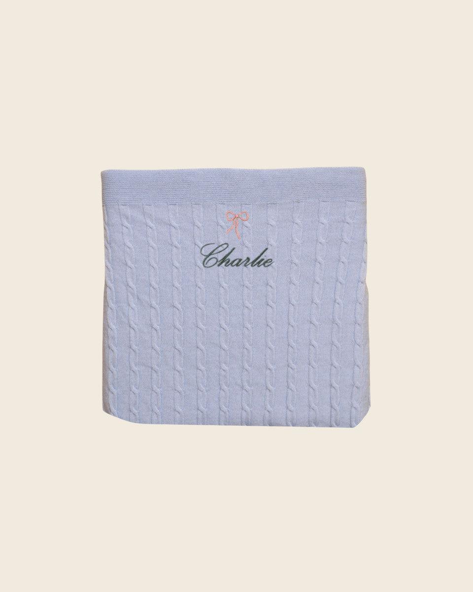 Merino Baby Blanket - Bow Design - Namesake Embroidery Studio