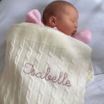 Merino Baby Blanket - Rosette Design - Namesake Embroidery Studio