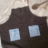Kids Blue on Stone Grey Linen Apron