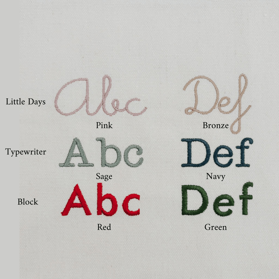 Personalised Chair Bag - Canvas with Gingham Pocket - Namesake Embroidery Studio