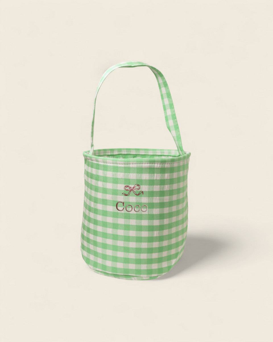Personalised Storage Bucket - Bow - Namesake Embroidery Studio