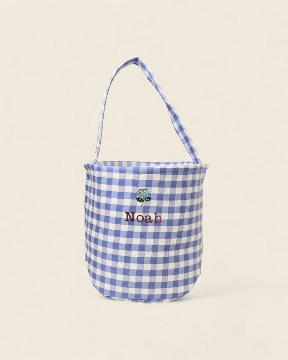 Personalised Storage Bucket - Hydrangea - Namesake Embroidery Studio