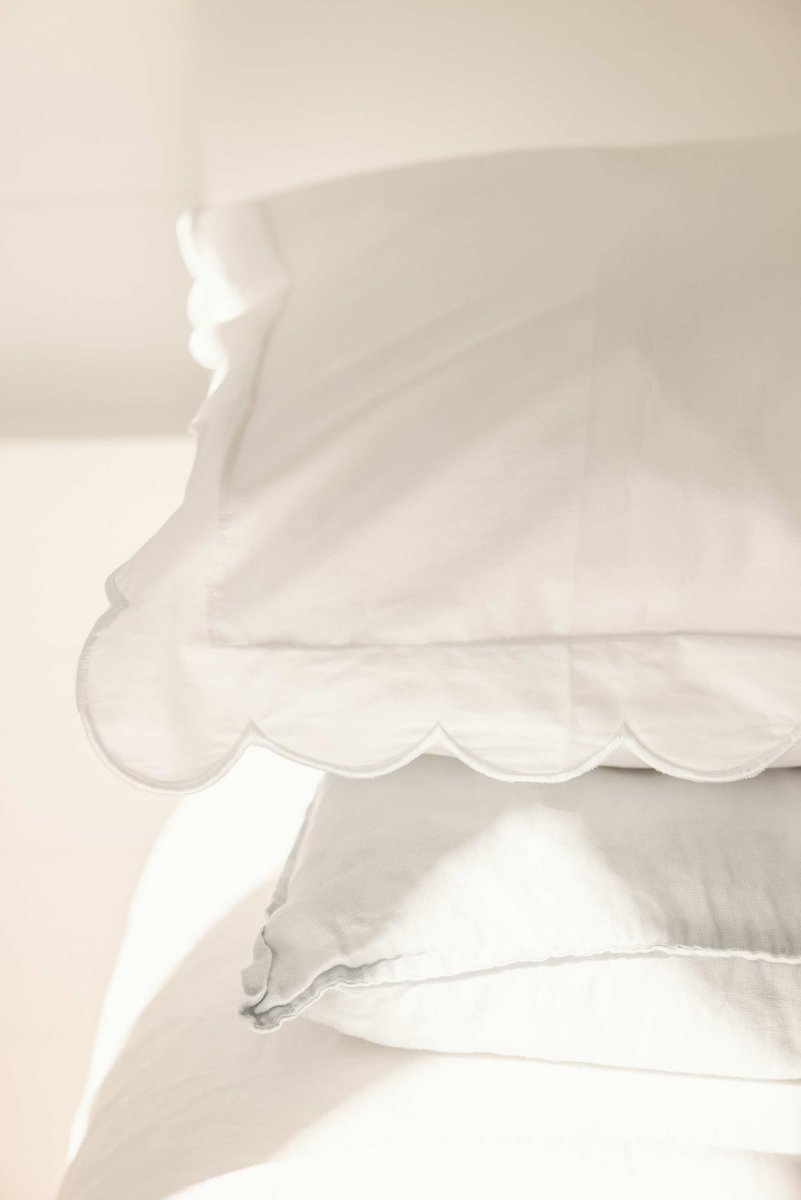 Pillowcase - White Scalloped Edge - Namesake Embroidery Studio