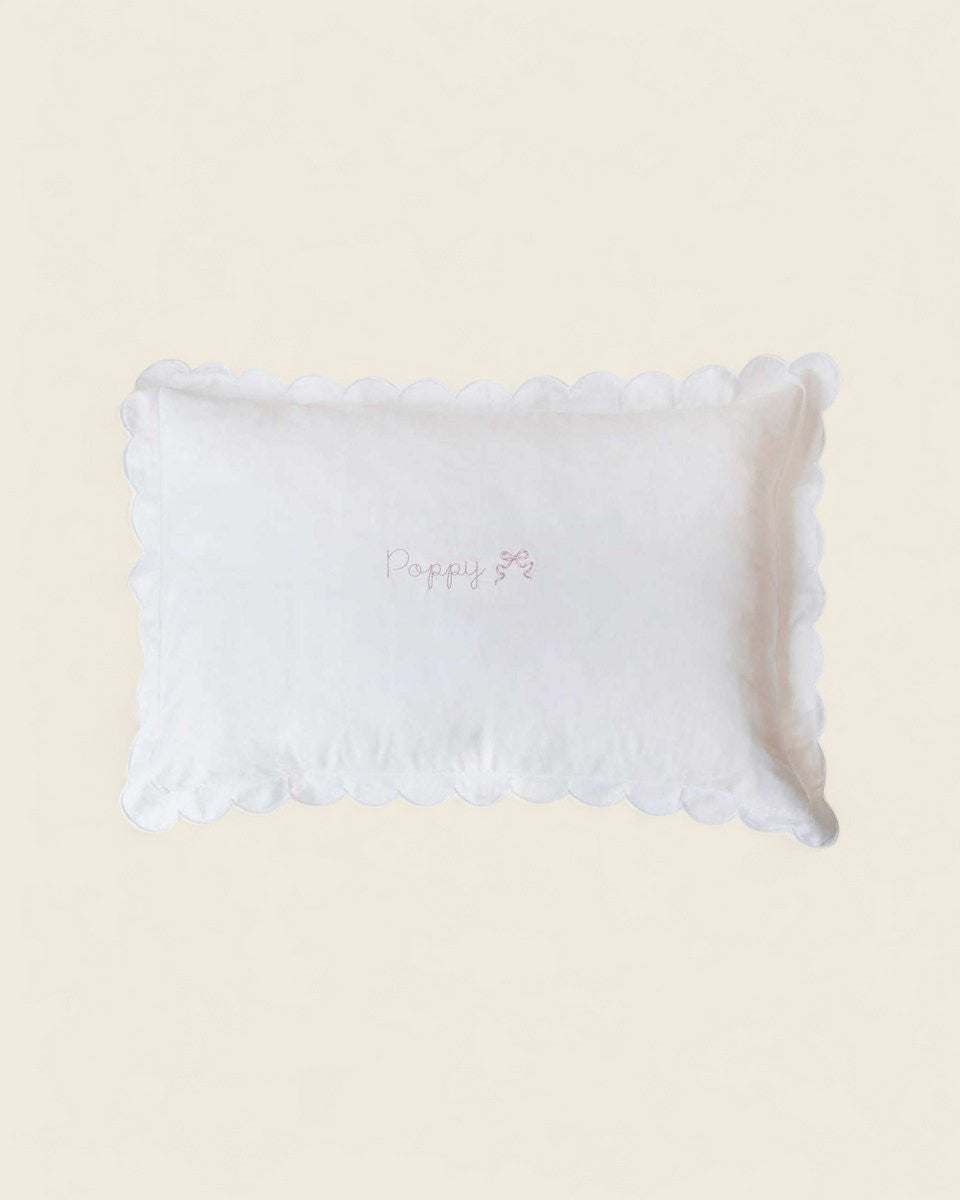 Pillowcase - White Scalloped Edge - Namesake Embroidery Studio
