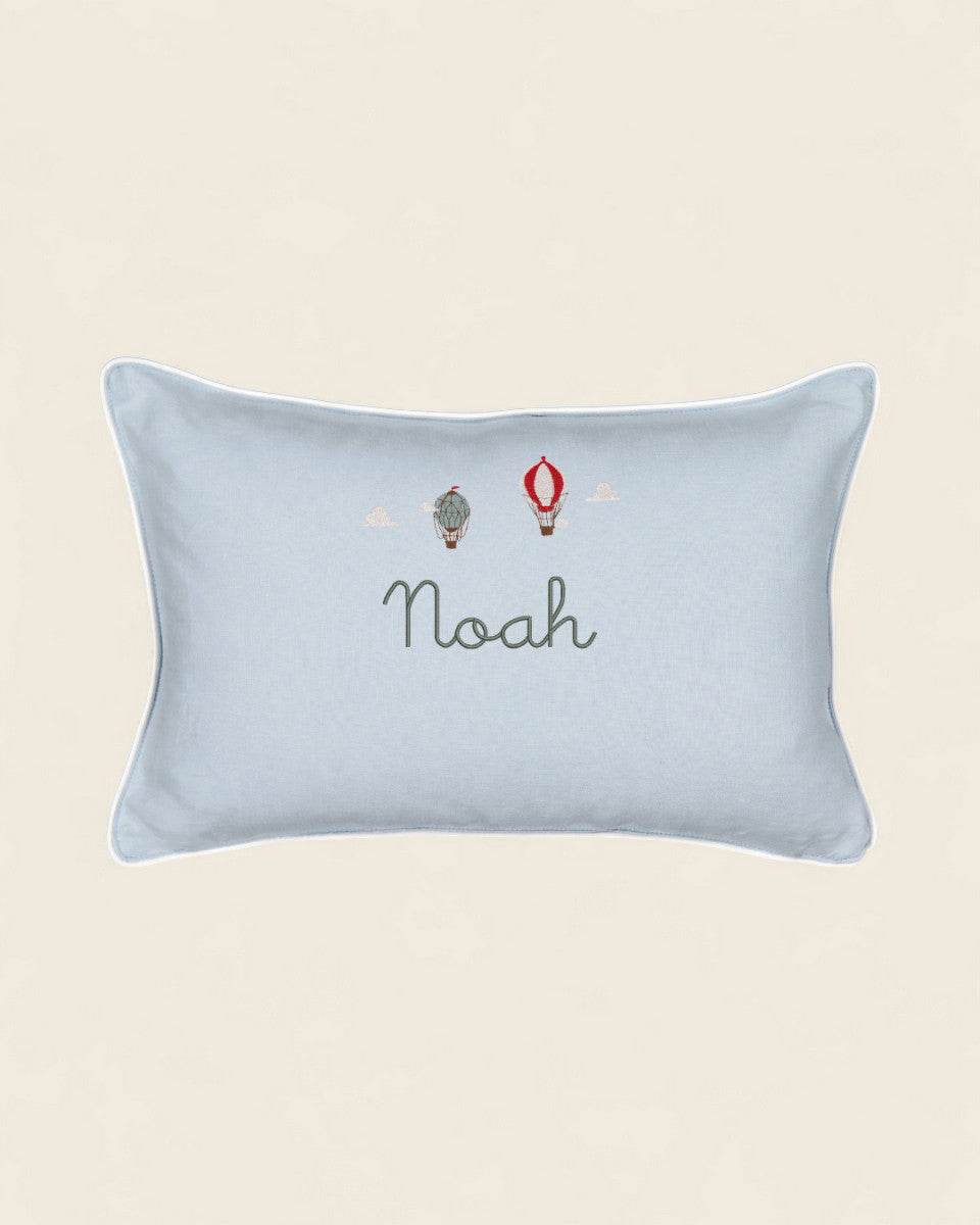 Up And Away Linen Cushion - Namesake Embroidery Studio