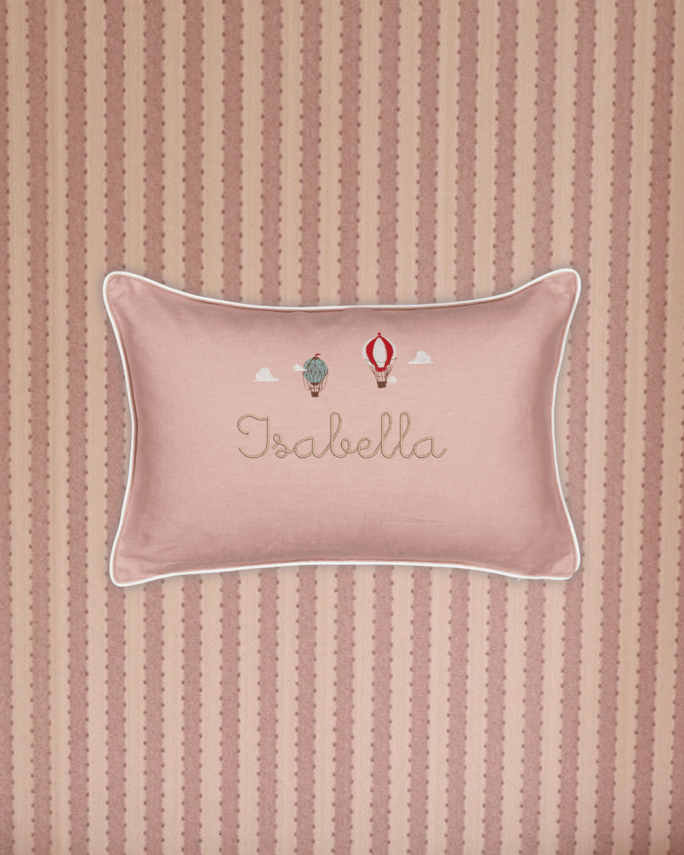 Up And Away Linen Cushion - Namesake Embroidery Studio